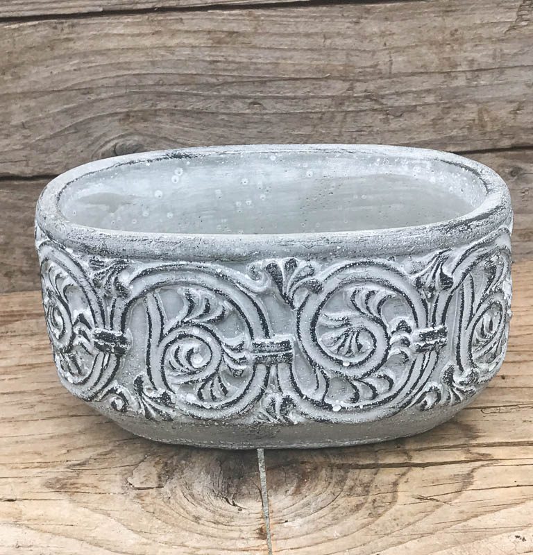 PT53 Циментова, овална жардениера, без отвор