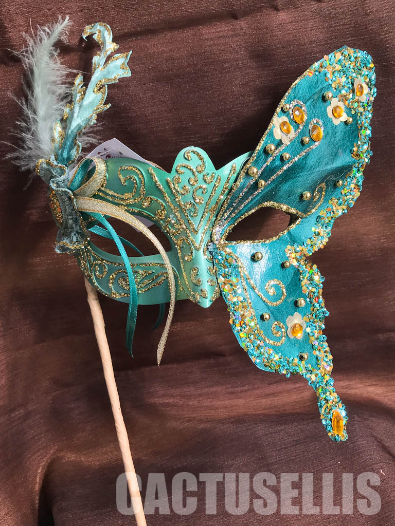 ART/BR36018 BUTTERFLY VENETIAN MASK ON STICK