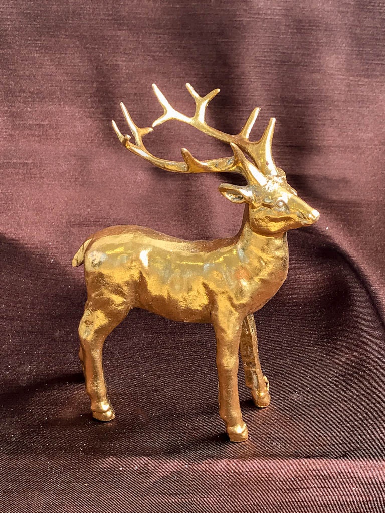 ART2011482 POLY DEER GOLD STANDING