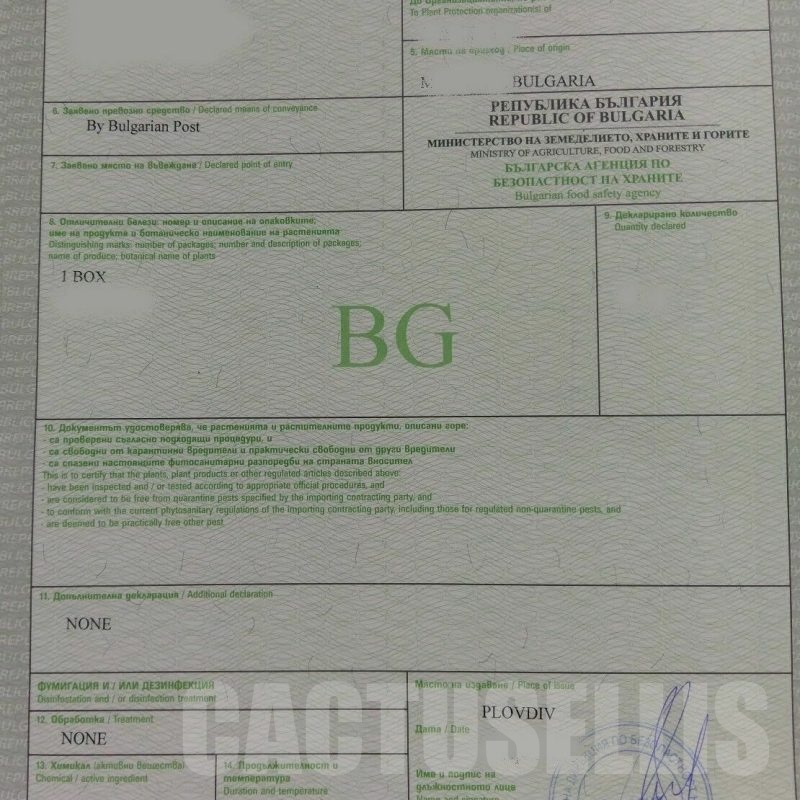 Phytosanitary certificate