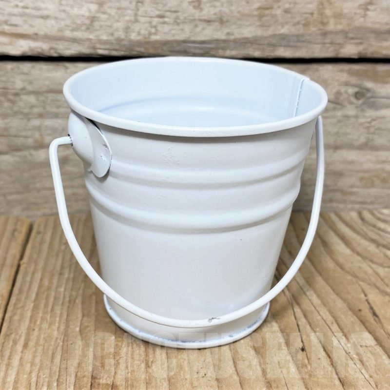 PT114 Метална кашпа, бяла, без отвор