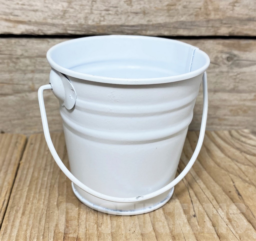 PT114 Метална кашпа, бяла, без отвор