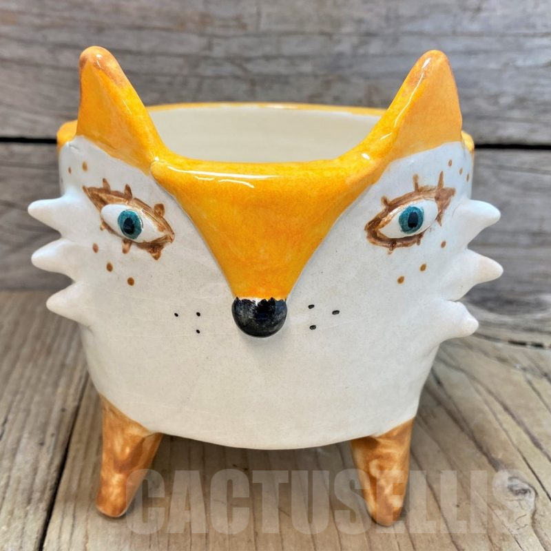 PT121 Керамична кашпа, лисица, ръчна изработка