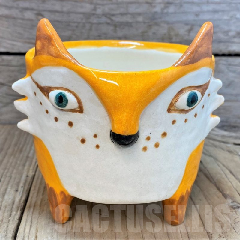 PT117 Керамична кашпа, лисица, ръчна изработка