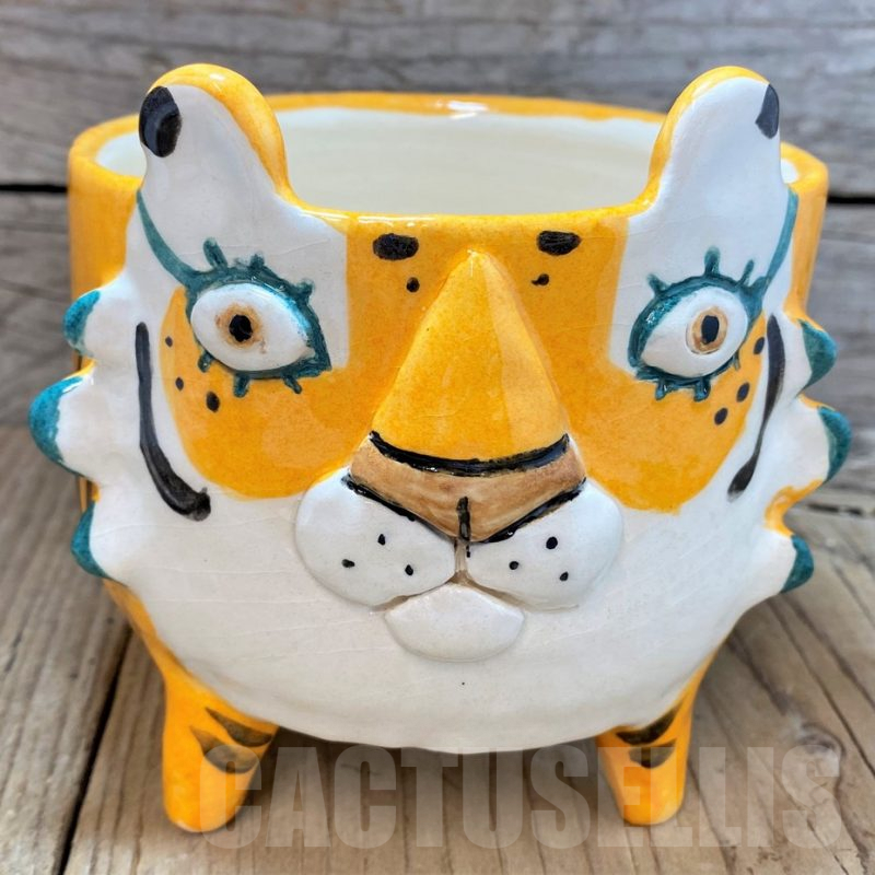 PT118 Керамична кашпа, тигър, ръчна изработка